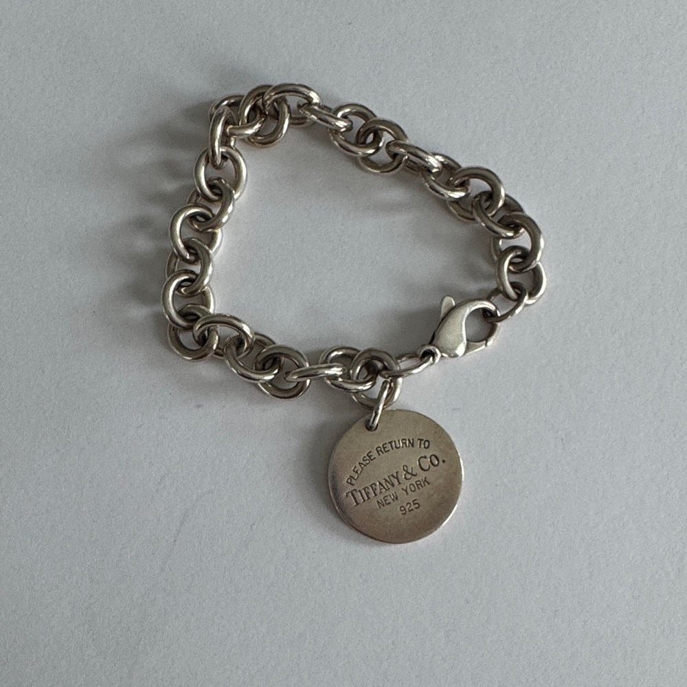 Tiffany & Co. Sterling Silver Round Tag Link Bracelet